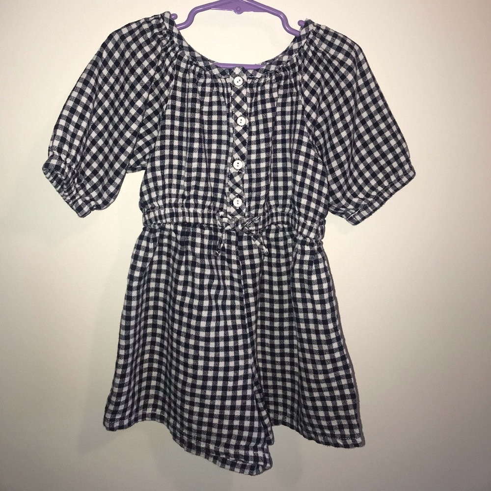 Old Navy Girl’s Blue Gingham Linen-Blend Romper